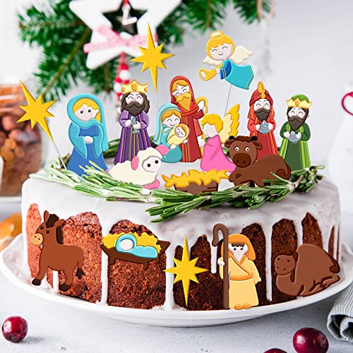 Whaline 2Pcs Christmas Fondant Molds Nativity Silicone Moulds Night of Birth Resin Baking Molds Jesus' Birth Theme Cake Decorating Molds for Xmas Handmade DIY Candy Chocolate Cookie Sugarcraft - style: Nativity