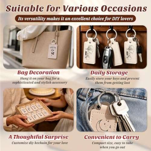 10 Pcs Leather Key Fob, Rectangular Laser Engraving Blanks Keychain Blanks - color: Off White-10 Pcs