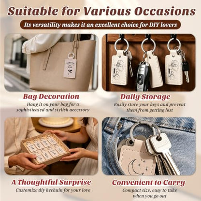 10 Pcs Leather Key Fob, Rectangular Laser Engraving Blanks Keychain Blanks - color: Off White-10 Pcs