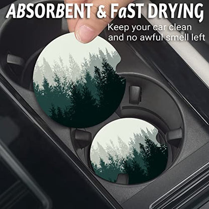 Yonlevres Car Coasters for Cup Holders, Forest, 2 Pack - color: Forest