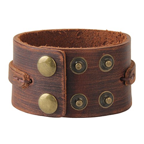 GelConnie Punk Leather Cuff Bracelet Adjustable Straps Wrap Bracelets Arm Armor Cuff Gothic Leather Wristbands for Men, Women - color: Style LPB005