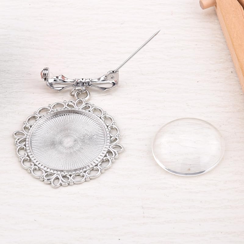 Wedding Double Picture Frame Brooch for Bride Grooms Boutonniece Pin for Wedding Bouquet - color: Bow