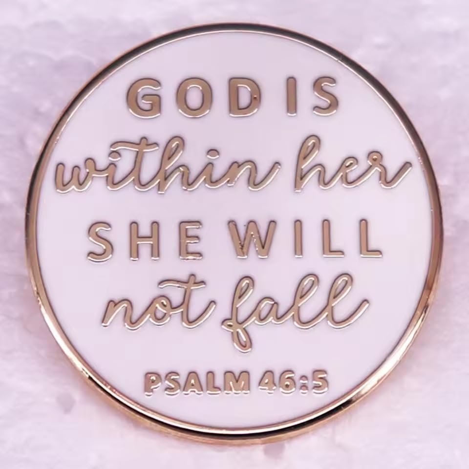 Christian Inspiration Enamel Lapel Pin PSALM 46:5 God Is Within Her She Will Not Fall Badge Brooch For Christian Gift