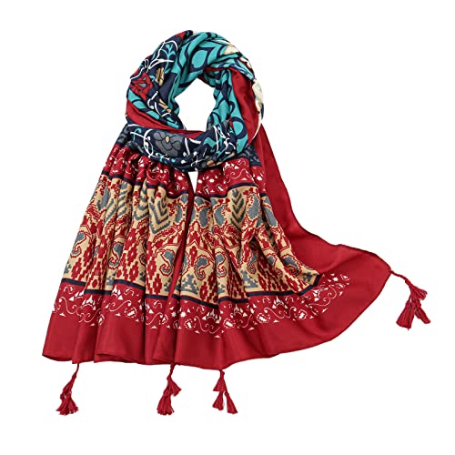 Yeieeo Boho Scarf for Women Lightweight Floral Printed Scarf Fall Winter Fashion Fringed Shawl - color: Floral 24