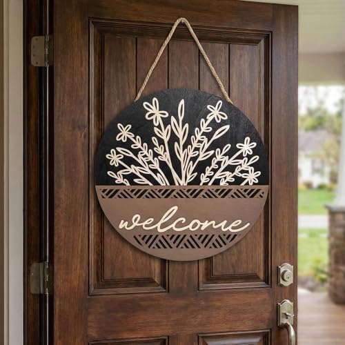 17.7" 3D Welcome Sign for Front Door Wall Hanging Decor for Home - color: black-L