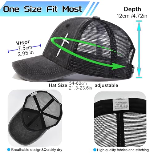 Black Baseball Cap Snapback hat for Men Flat Bill Hats for Men - color: Embroidered Cross