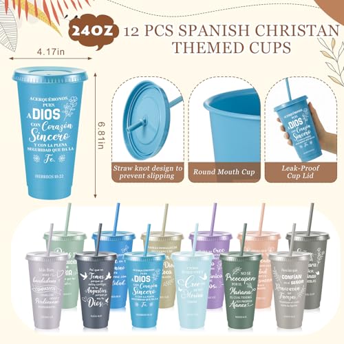 Hollowfly 12 Set/48 Pcs Spanish Christian Gifts for Women, Light Morandi - color: Light Morandi