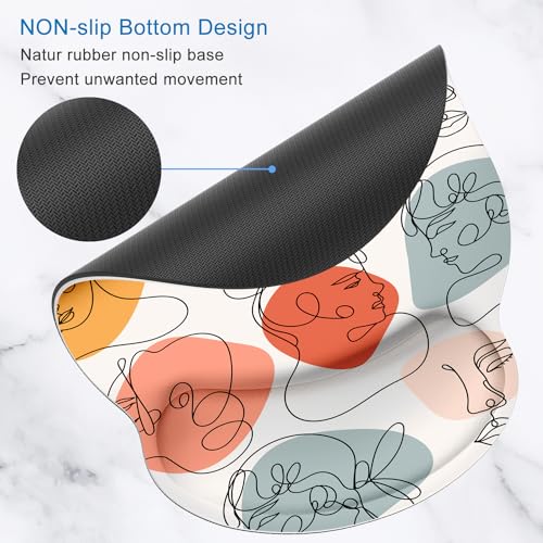 ITNRSIIET Ergonomic Mouse Pad with Wrist Support Wrist Rest Smooth Surface Non-Slip Rubber Base Comfortable Office Supplies Pain Relief, 9.8 x 9.1 inches, Guise - color: Guise