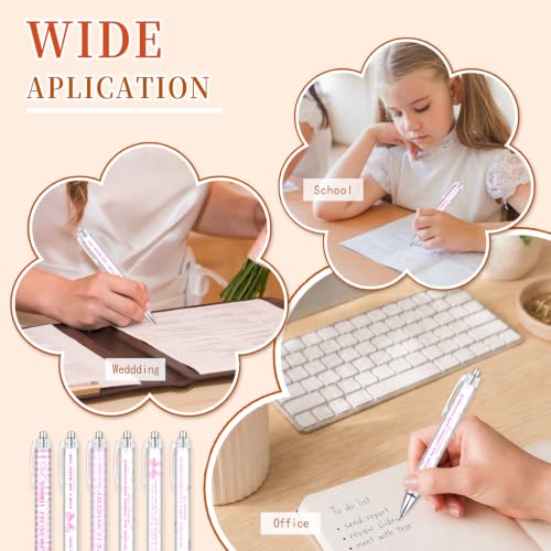 Inspirational Christian Gifts for Women, 6 Pack Pink Bow Pens - color: pink09