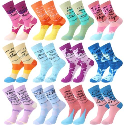 12/24 Pairs Christian Socks Gifts for Women - style: Watercolor