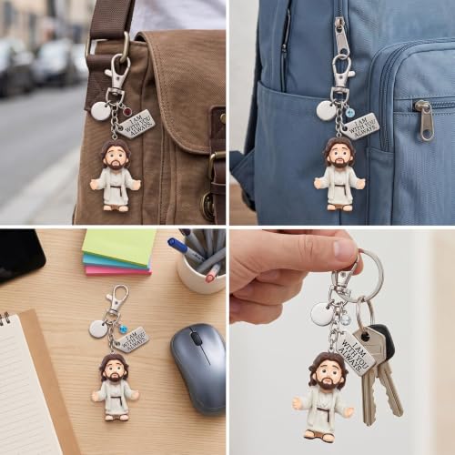 Angyape A Little Jesus for You - Mini Jesus Keychain Backpack Bag Charms Birthstone Charm Inspirational Christian Faith Gifts - color: Z3: March