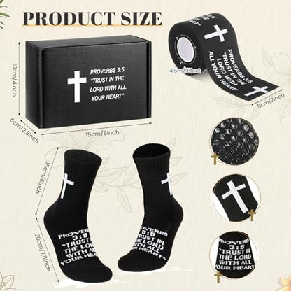 TrelaCo 4 Pack Cross Athletic Tape Socks Necklace Gift Box - color: Black, style: Bible