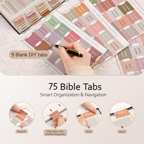 Adjustable Bible Cover with 75 Bible Tabs - Bible Cover Case for Women - color: Pink, size: M