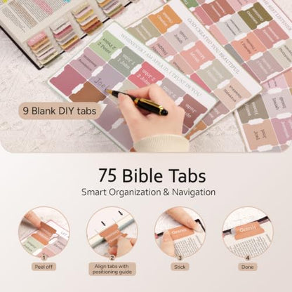 Adjustable Bible Cover with 75 Bible Tabs - Bible Cover Case for Women - color: Pink, size: M
