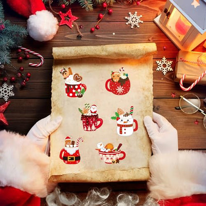 Haooryx Christmas DIY Sticker Roll, 300 Pcs Make Your Own Hot Cocoa Cup - style: Hot Cocoa 1Roll