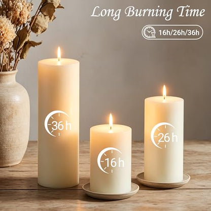 18-Pack Ivory White Pillar Candles Bulk Set, 2 x 3/4/6 Inch 3 Size - size: 2 x 3/4/6 Inch