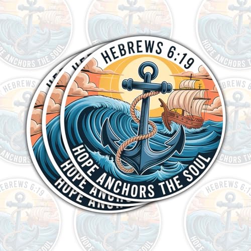 3PCS Hebrews 6:19 Bible Verse Stickers, Hope Anchors the Soul Christian Waterproof Faith Decals for Laptop, Water Bottle, Phone, Window, Helmet - size: 7 inch