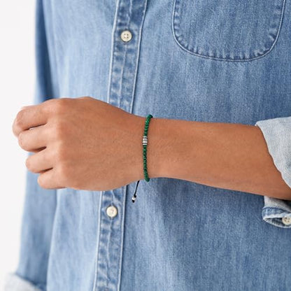 Fossil Men's Beaded Bracelet - color: Malachite/Green