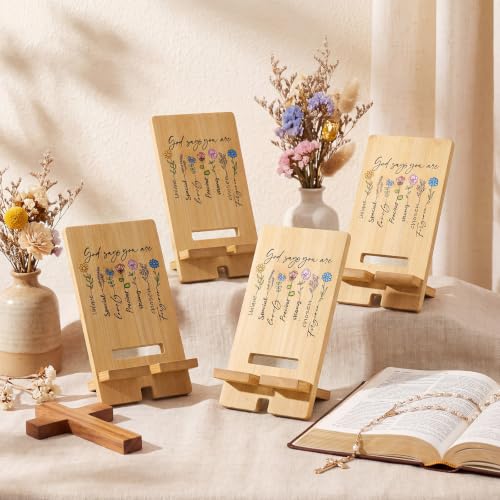 Novabright 24 Pcs Christian Bible Verse Bamboo Phone Stand, Wildflower - style: Wildflower