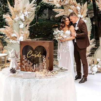 Wooden Wedding Card Box for Reception, Gift Card Box for Wedding, Brown