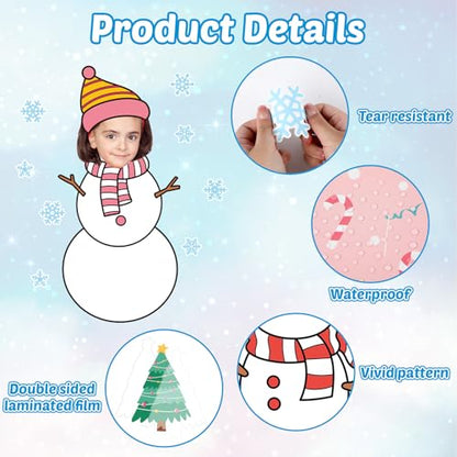 Winter Bulletin Board Decoration Set Xmas Tree Snowflakes Classroom Paper Cutouts Winter Snowman DIY Photo Bulletin Board Paper Decor for Christmas Holiday School Classroom Home Chalkboard Wall Decor - style: Snowman