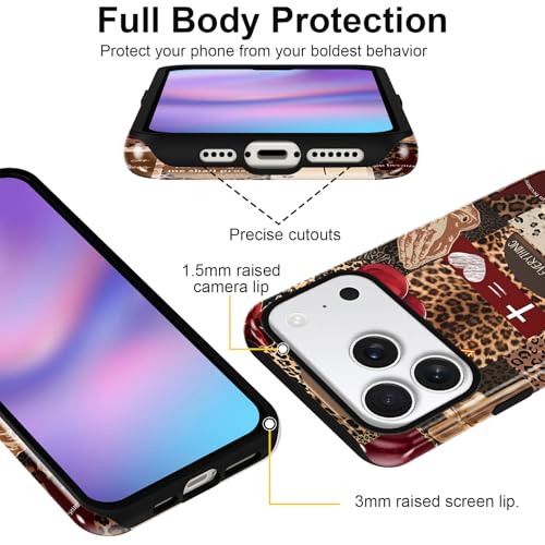 for iPhone 18 Pro Max 6.9'' Brown Cheetah Christian Phone Case - color: Red Cherry Leopard Collage, size: iPhone 18 Pro Max