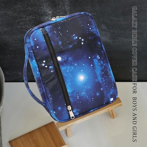 JIANYA Bible Cover for Boys Kids Bible Case Church Bag Galaxy Childrens Bible Bag with Handle and Zippered Pocket