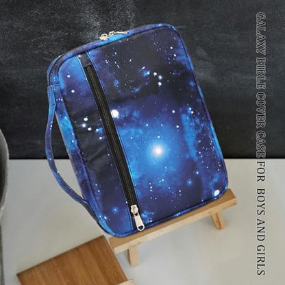 JIANYA Bible Cover for Boys Kids Bible Case Church Bag Galaxy Childrens Bible Bag with Handle and Zippered Pocket