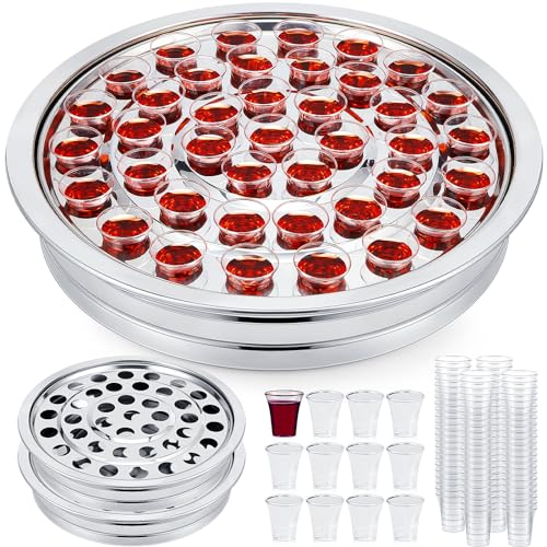Zhehao 2 Pcs Communion Trays & Disposable Chalices Church Supplies, Silver - color: Silver