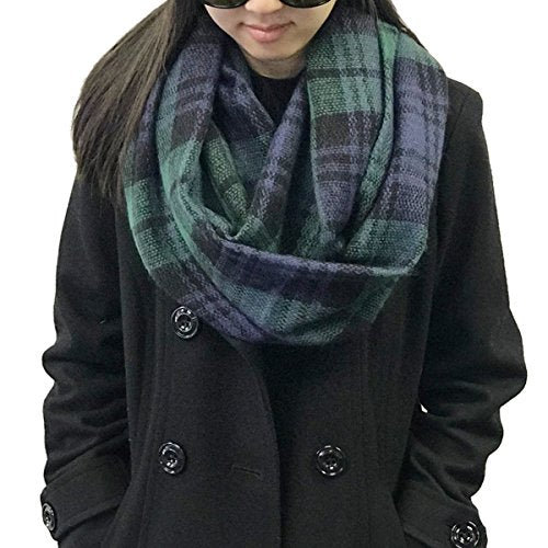 Wrapables Thick Knitted Winter Warm Infinity Scarf - color: Blue and Green