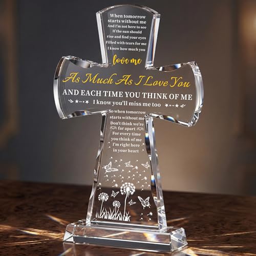 Ghtixsu Memorial Gifts for Loss of Loved One - K9 Crystal Cross with Poem “When Tomorrow Starts Without Me”， Laser Engraved Bereavement Keepsake, Sympathy Gift in Memory, 5.12x8.05 Inch - color: When Tomorrow Starts Without Me