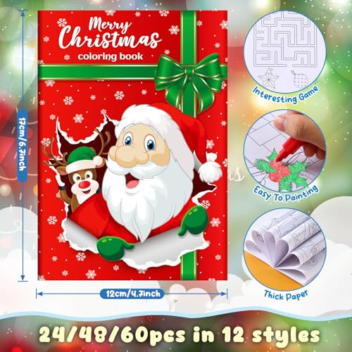 BenLouis 60Pcs Christmas Mini Coloring Books Bulk for Kids Party Favors - style: Christmas