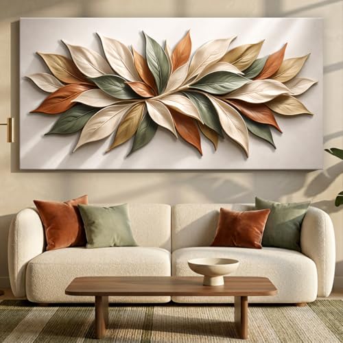 TAILORED CANVASES Earthtone Petals Canvas Print Botanical Wall Art, 60x30 - size: 30"L x 60"W