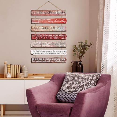 Yookeer 7 Tier Christian Wall Art Bible Verses Red English Style - color: Red, style: English Style