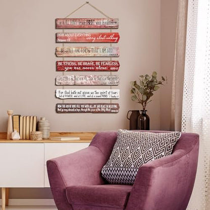 Yookeer 7 Tier Christian Wall Art Bible Verses Red English Style - color: Red, style: English Style