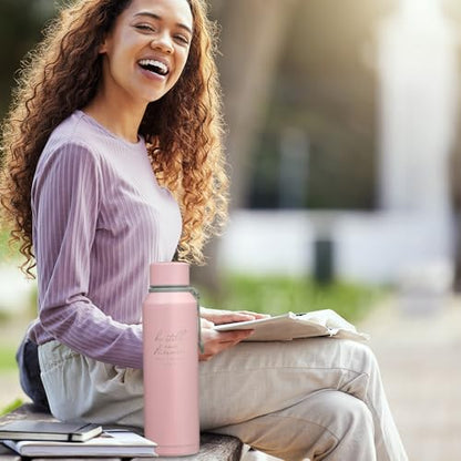 Christian Art Gifts Insulated Stainless Steel Double Wall Vacuum Sealed Water Bottle for Women: Be Still & Know - Psalm 46:10 Inspirational Bible Verse for Hot/Cold Liquids All Day, Pink, 24 fl. oz. - color: Be Still/Pink