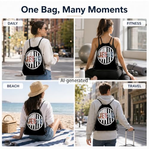 Christian Bag for Women Men, Religious Drawstring Bags - Jesus Loves You, Lightweight Foldable Drawstring Backpacks for Church visit, Sports, Travel, Practical Party Favors 090
