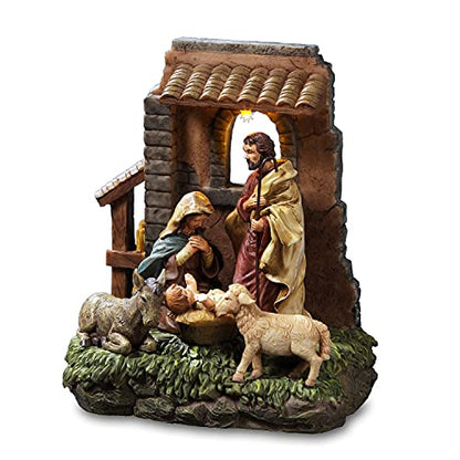 San Francisco Music Box Holy Family Nativity Musical Water Globe