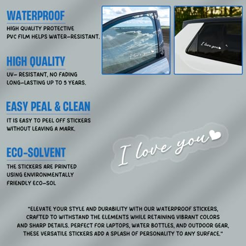 3 Pcs I Love You Sticker – Simple Heartfelt Message Vinyl Decal for Luggage, Laptop, Water Bottle, Gift for Couples, Friends, Loved Ones 4x1in - color: I Love You_w