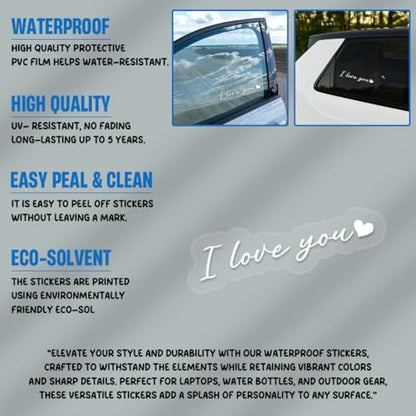 3 Pcs I Love You Sticker – Simple Heartfelt Message Vinyl Decal for Luggage, Laptop, Water Bottle, Gift for Couples, Friends, Loved Ones 4x1in - color: I Love You_w