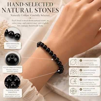 Cherry Tree Collection 100PCS 6mm Black Tourmaline Round Bead Craft Kit - color: black tourmaline, size: 6mm