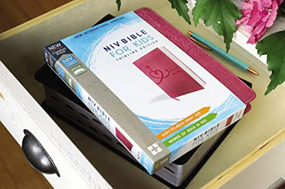 NIV, Bible for Kids, Leathersoft, Pink, Red Letter, Comfort Print: Thinline Edition (Easy-to-Read, Easy-to-Carry)