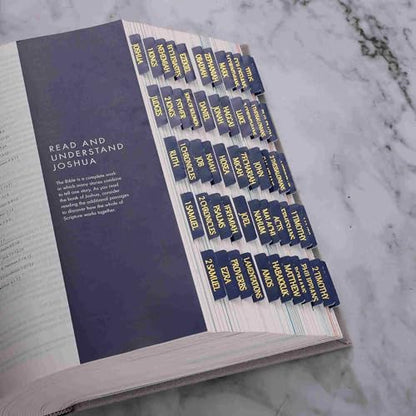Laminated Bible Tabs, Reposition Large Print Stickers, Easy to Read and Apply Bible Tabs for Women and Man (Blue Gold Foil) - color: Blue Gold Foil