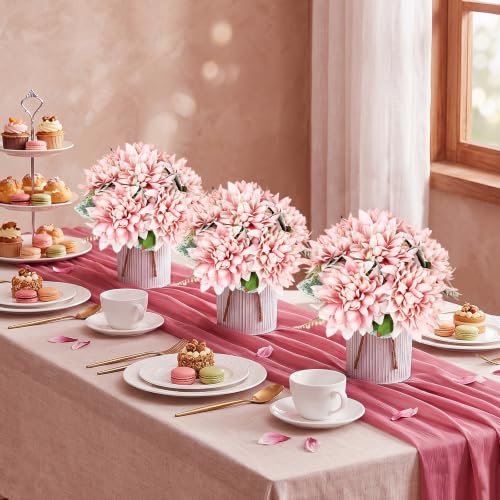 6 Set Pre-Made Flower Table Centerpieces (Dusty Pink, 6 X Dahlias Table Centerpieces) - color: Dusty Pink, size: 6 X Dahlias Table Centerpieces