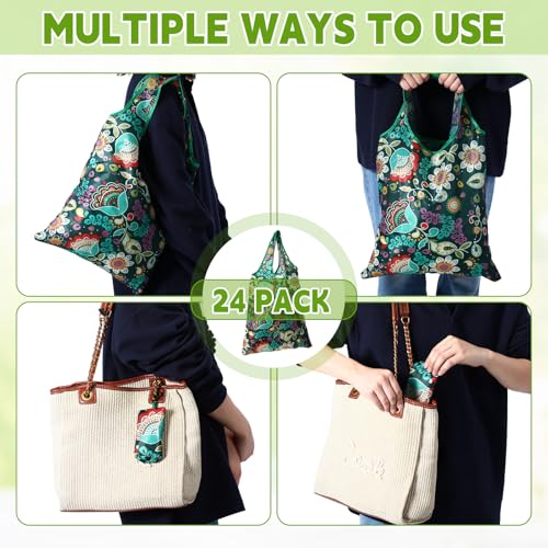 Paterr 24 Pcs Reusable Grocery Shopping Bags Foldable Bulk - style: Classic Style