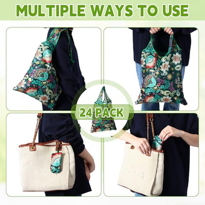 Paterr 24 Pcs Reusable Grocery Shopping Bags Foldable Bulk - style: Classic Style