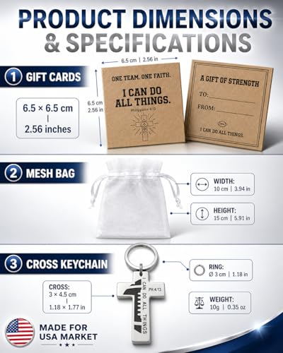 12 Pack Football Keychains with Philippians 4:13 Cross