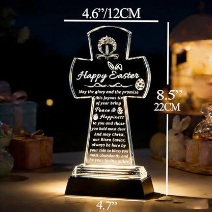 Qianwei Easter Gifts for Girls Women - Catholic Crystal Gifts for Women Girls - Confirmation First Communion Baptism Religious Christian Engraved Gift - color: Easter Gifts-cross