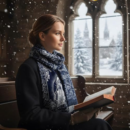 The Virgin Mary Bible Verse Shawls for Women, Catholic Christian Blanket Scarf Gifts or Mom Teacher Christmas - color: Blue