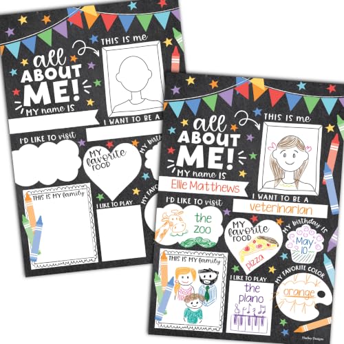 20 All About Me Posters Elementary Classroom Decor, Star Student Poster - color: Chalk Colorful